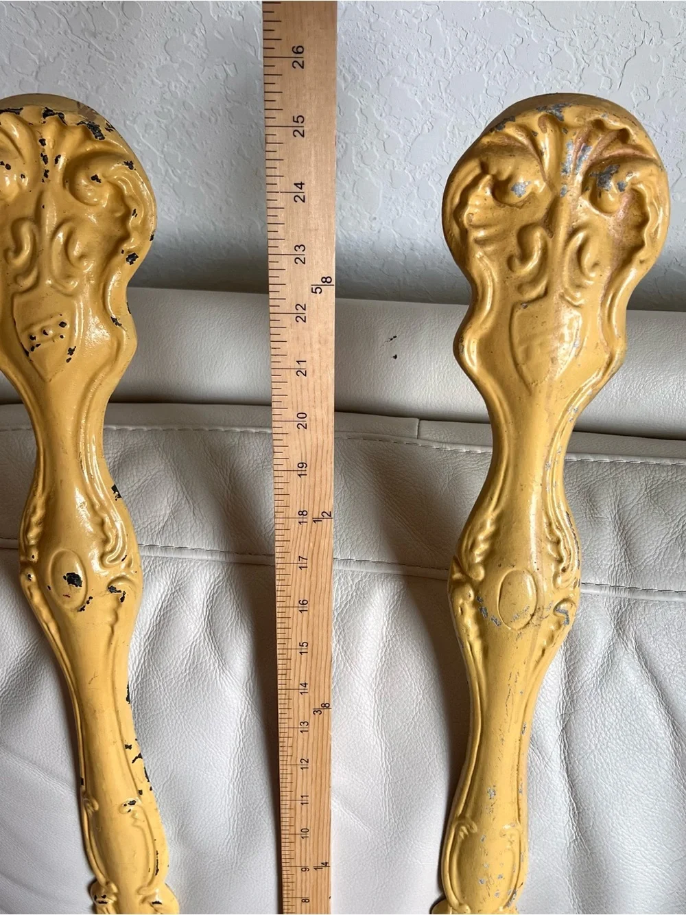 Vintage MCM Cast Metal Yellow Decorative Wall Sconces Large Ladle/ Shell